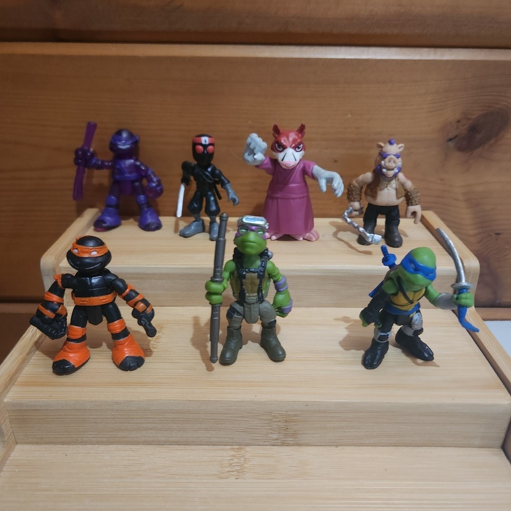Lot of 7 TMNT Ninja Turtles Out Of The Shadows Movie 2.5" Mini Figures Playmates
